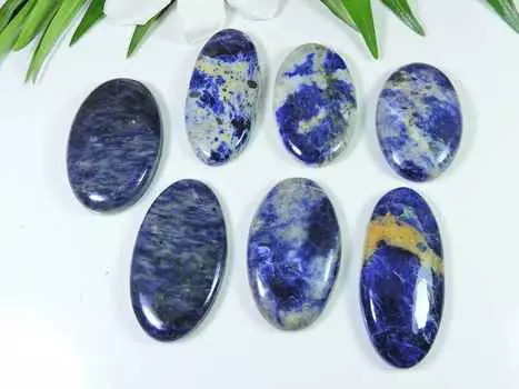36-44MM натуральный содалит овальный кабошон драгоценный камень россыпью 7 шт. лот 330 карат. РК-3076