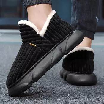 36-45 Пара зимних больших легких модных и теплых хлопковых ботинок с бархатными зимними ботинками для дома и отдыха из хлопка 36 чёрный