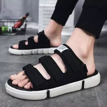 36-45 Trend Luxus Летние мужские сандалии тапочки для мальчиков дизайнерская платформа Tnis Masculino Уличная обувь для плавания на пляже Бесплатная доставка 36 чёрный