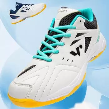 36-45 унисекс кроссовки кожаные туфли для бадминтона противоскользящие туфли для настольного тенниса дышащая спортивная обувь для тенниса 35 чёрный/циан