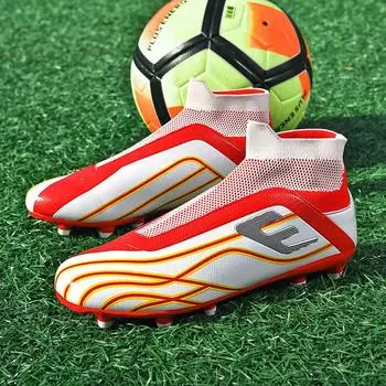 36-45Унисекс футбольные бутсы мужские высокие профессиональные тренировочные футбольные бутсы с длинными шипами спортивные футбольные бутсы 36 чёрный