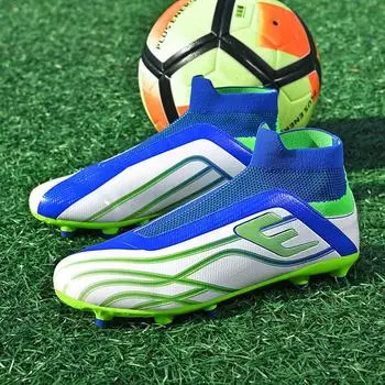36-45Унисекс футбольные бутсы мужские высокие профессиональные тренировочные футбольные бутсы с длинными шипами спортивные футбольные бутсы 36 чёрный