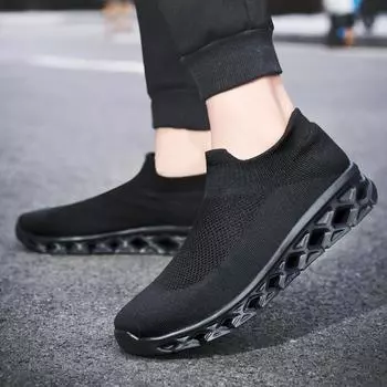 36-46 большая пара дышащих и легких уличных летающих тканых туфель, походная обувь, туристические прогулочные носки, повседневная обувь 36 чёрный