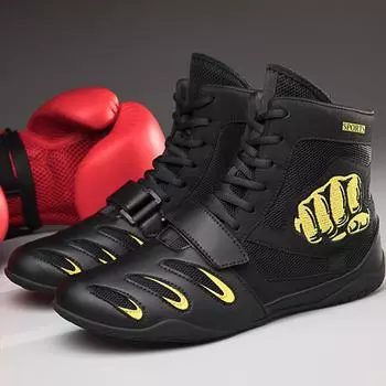 36-46 Боксерские ботинки унисекс Дышащие легкие боксерские ботинки с высоким берцем из сетки Боевая тренировочная обувь Мотоциклетные ботинки Молодежная боксерская обувь 36 красный