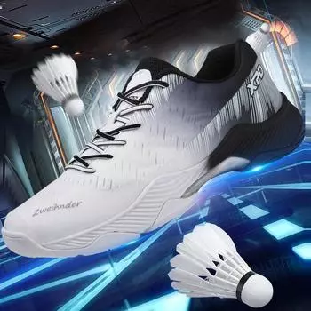 36-46 Новые высококачественные амортизирующие противоскользящие износостойкие туфли для бадминтона, обувь для настольного тенниса, спортивная повседневная обувь 36 красный/белый