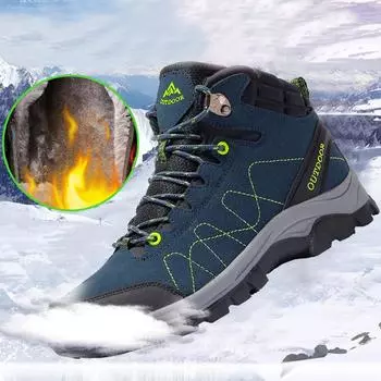 36-46 Пара Модные Плюс Бархатные Теплые Высокие Ботинки Из Хлопка Зимние Ботинки Обувь Для Похода На Открытом Воздухе 36 арбуз красный/чёрный