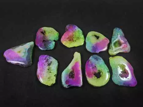 36-47 мм Радужный солнечный оконный срез Друзы Агат Необычный россыпью драгоценный камень 9 шт. Лот RQ-2175