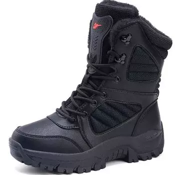 36-47 зимние ботинки унисекс ретро военные ботинки нескользящие износостойкие уличные хлопковые зимние ботинки на толстой подошве высокие хлопковые ботинки мужские зимние ботинки 36 чёрный