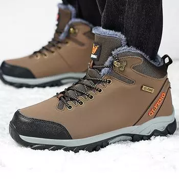 36-47 зимние мужские высокие кроссовки для активного отдыха из бархата женские походные ботинки большого размера с мехом теплые походные ботинки весна/осень 36 чёрный