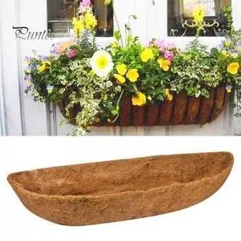 36/48-дюймовая цветочная корзина с вкладышем из кокосовой койры, прямоугольная складная дышащая настенная подвеска для цветочного горшка, корзина для растений, корыто для цветов, вставка из коврика из кокосового волокна 48