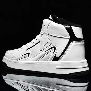 36-48 осенне-зимние кожаные мужские повседневные туфли с лапшой из овчины, женская спортивная обувь большого размера с высоким берцем 36 белый