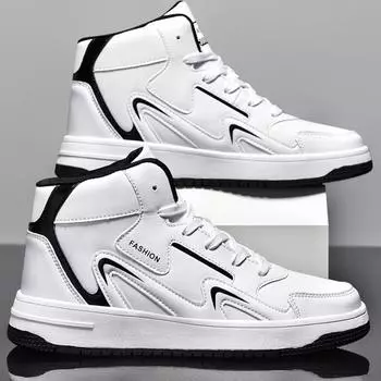 36-48 осенне-зимние кожаные мужские повседневные туфли с лапшой из овчины, женская спортивная обувь большого размера с высоким берцем 36 белый