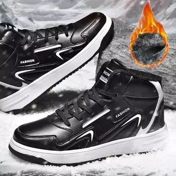 36-48 осенне-зимние мужские кожаные плюс бархатные теплые зимние женские повседневные резиновые кроссовки 36 белый
