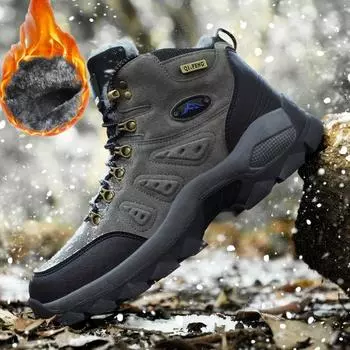 36-48 Зимние Плюс Бархатные Теплые Высокие Ботинки Для Отдыха На Природе Пешего Туризма и Альпинизма Для Пар Спортивная Обувь 36 серый