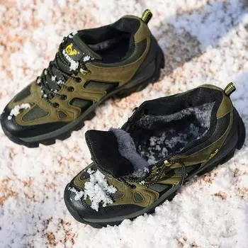36-48 зимняя пара больших размеров модная бархатная теплая обувь для альпинизма походная обувь спортивная и досуговая обувь 36 чёрный