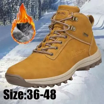 36-48Зимние ботинки унисекс, большие размеры, морозостойкая обувь из высококачественного хлопка, походная обувь, зимние сапоги 36 розовый