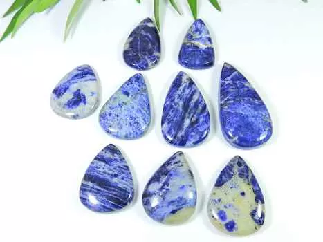 36-50 мм натуральный содалит грушевидный кабошон россыпью драгоценный камень 9 шт. лот 395 карат. РК-3083