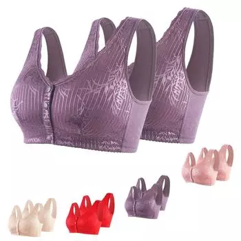 36-52 Бюстгальтер большого размера с пряжкой спереди на молнии, нижнее белье для женщин без стального кольца, верхняя поддержка из чистого хлопка, удобный бюстгальтер с чашкой B 52/120