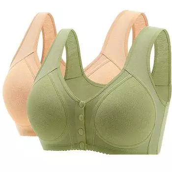 36-52 Бюстгальтер большого размера с пряжкой спереди на молнии, нижнее белье для женщин без стального кольца, верхняя поддержка из чистого хлопка, удобный бюстгальтер с чашкой B 36/80 зелёный