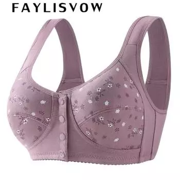 36-52 Бюстгальтер большого размера с пряжкой спереди на молнии, нижнее белье для женщин без стального кольца, верхняя поддержка, удобный бюстгальтер из чистого хлопка 46/105 красный