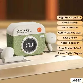 36 часов Bluetooth-гарнитура с шумоподавлением, внутриканальные наушники, мини-наушники TWS, беспроводные наушники для путешествий зелёный