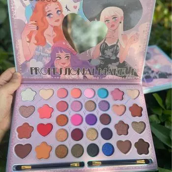 36-цветная палитра теней для век Girl Pattern с матовым перламутровым покрытием и кисточкой