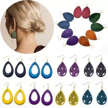 36 цветов для женщин и девочек, свадебная вечеринка, капли воды, красивые, изысканные, африканские, деревянные, коричневые, ювелирные изделия, подарки, висячие серьги, 1 пара, круглые, полые, органические