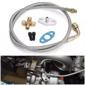 36 дюймов 1/8 NPT 4AN T3 T4 T3/T4 T04E T70 T66 T67 GT35 GT45 Турбо линия подачи масла, возвратная линия слива масла, комплект с фланцевым адаптером