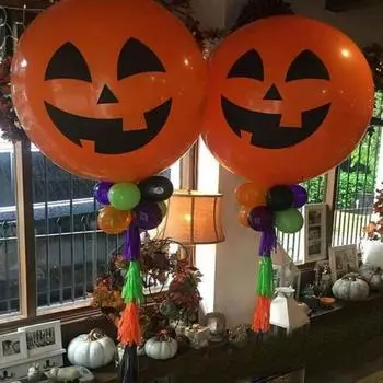 36 дюймов воздушный шар на Хэллоуин толще герметичный анти-взрыв эластичный яркий цвет фестиваль реквизит большой размер счастливый Хэллоуин тыква украшение глазного яблока D