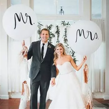 36-дюймовые гигантские круглые белые латексные шары с принтом «Мистер и миссис» на свадьбу, День святого Валентина, предложения, украшения для шаров Mariage Globos 36 inch