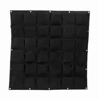 36 карманов для вертикального озеленения на открытом воздухе, подвесные настенные садовые мешки для растений, настенное кашпо, черный цвет чёрный