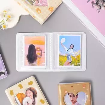 36 карточек Kpop Card Binder Name Card Book Photocard Holder Cute Bear Photo Albom 3-дюймовый Love Heart Hollow Picture Storage Case