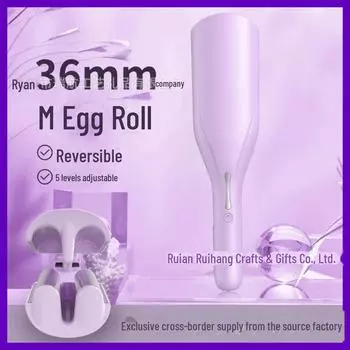 36 мм M-образная бигуди с большой волной — бережная, не повреждающая волосы конструкция с тремя трубками U-образной формы для создания волн с водной рябью US standard flat plug 110V фиолетовый