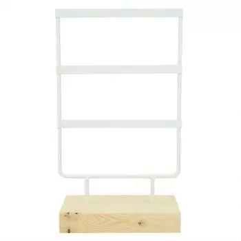 36 отверстий металлический стеллаж для хранения ювелирных изделий стенд для сережек ожерелий органайзер с деревянной основойбелый белый