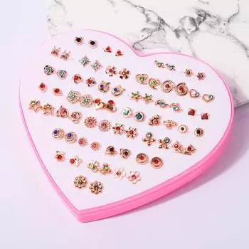 36 пар сережек в упаковке, пластиковые серьги-гвоздики из смолы, серьги «Цветочная любовь»