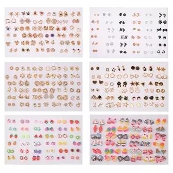 36 пар/упак. Новые серьги в корейском стиле, простые геометрические случайные смешанные пластиковые серьги для женщин с пирсингом ушей Length: 1cm 36pairs/pack