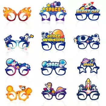 36 Pcs Space Paper Glasses Set Space Party Photo Glasses, Space Party Paper Glasses Paper Eyeglasses for Space Birthday Party Decorations As shown in the picture