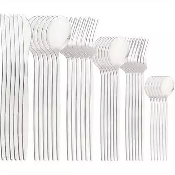 36 предметов столового серебра, зеркально полированная столовая посуда из нержавеющей стали 18/0, набор столовых приборов для дома, кухни, вечеринки, отеля, ресторана, свадьбы, сервиз на 6 человек серебряный