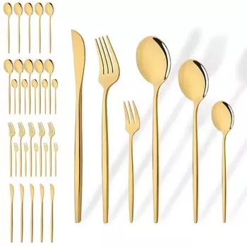 36 предметов столовых приборов, набор столовых приборов из нержавеющей стали, золотые столовые приборы, зеркальный нож, вилка для торта, ложка, роскошный набор столовых приборов в западном стиле