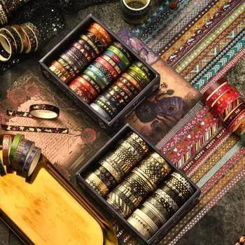 36 рулонов лент васи с наилучшими пожеланиями, набор с базовым узором, тиснение золотом, 7 мм, кружево, клейкая лента, маскировка, декоративные наклейки, подарочная упаковка