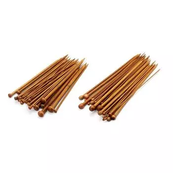 36 шт бамбуковых игл для вязания крючком 25/35 см, одинарные круглые спицы для бисера, для вязания свитеров своими руками, инструменты для рукоделия 36pcs