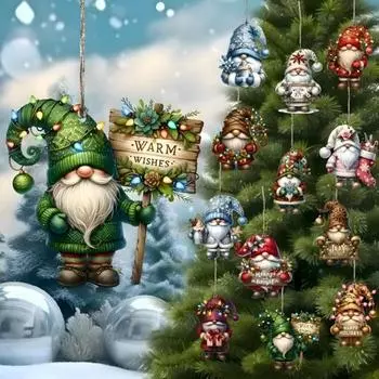 36 шт. Деревянная подвеска в виде гнома, подвесные украшения для рождественской елки, мультяшные рождественские подвески в виде гнома для домашнего офиса, праздничного декора для вечеринки 36pcs