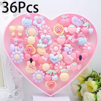 36 шт. Детская мода карамельный цвет кольца из смолы милый мультфильм регулируемое кольцо на палец ювелирные изделия игрушки 5Pcs