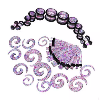 36 шт. разноцветные акриловые спиральные конусные носилки, заглушки для туннелей для ушей, комплект для растяжки