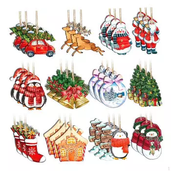 36 шт. Рождественская елка подвесное украшение деревянные поделки подвеска-шарм фермерский декор украшение
