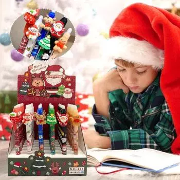 36 шт. Рождественская гелевая ручка с наконечником 0,5 мм, синие стираемые чернила, праздничная