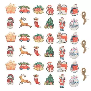 36 шт. Рождественские подвесные украшения, милые деревянные снеговики, лоси, рождественские колокольчики, подвесные украшения для гостиной B