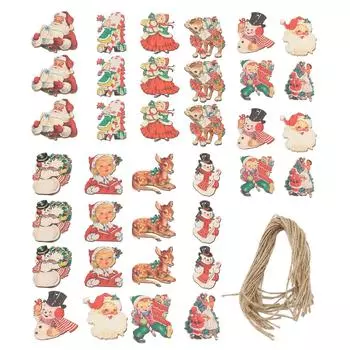 36 шт. Рождественские подвесные украшения с веревками деревянные изысканные снеговики лосиные подвесные украшения для Рождества Tr