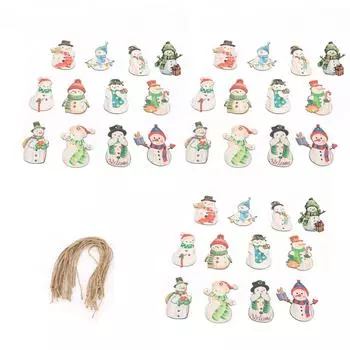 36 шт. Рождественский снеговик, деревянные украшения, подвесные украшения для рождественской елки в виде снеговика для праздничного декора вечеринки Su