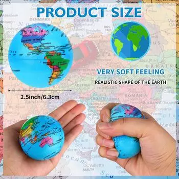 36 шт., шары-антистресс в виде глобусов, мини-шарики-антистресс в виде Земли, глобус, карта мира, пенопластовый шар для детей, взрослых, игр, образования, снятия стресса, дома